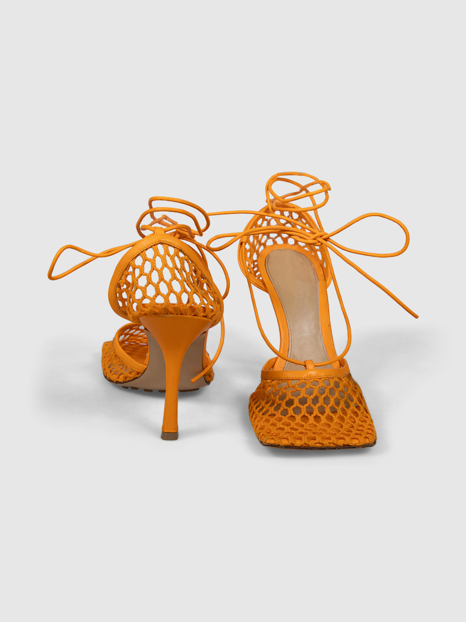 Bottega Veneta Orange Mesh Stretch Sandals