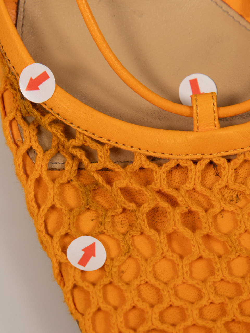 Bottega Veneta Orange Mesh Stretch Sandals