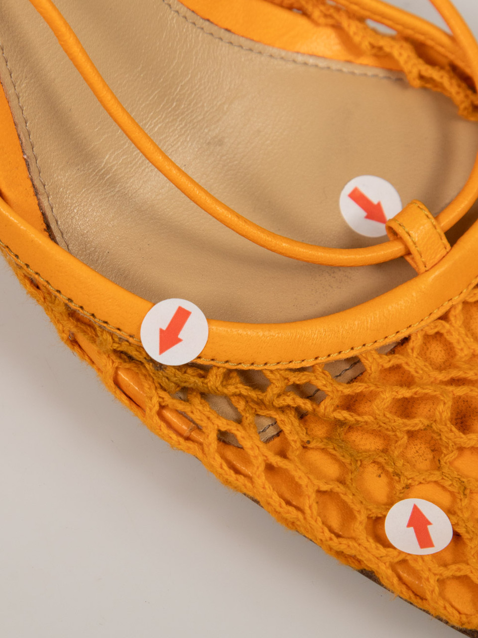 Bottega Veneta Orange Mesh Stretch Sandals