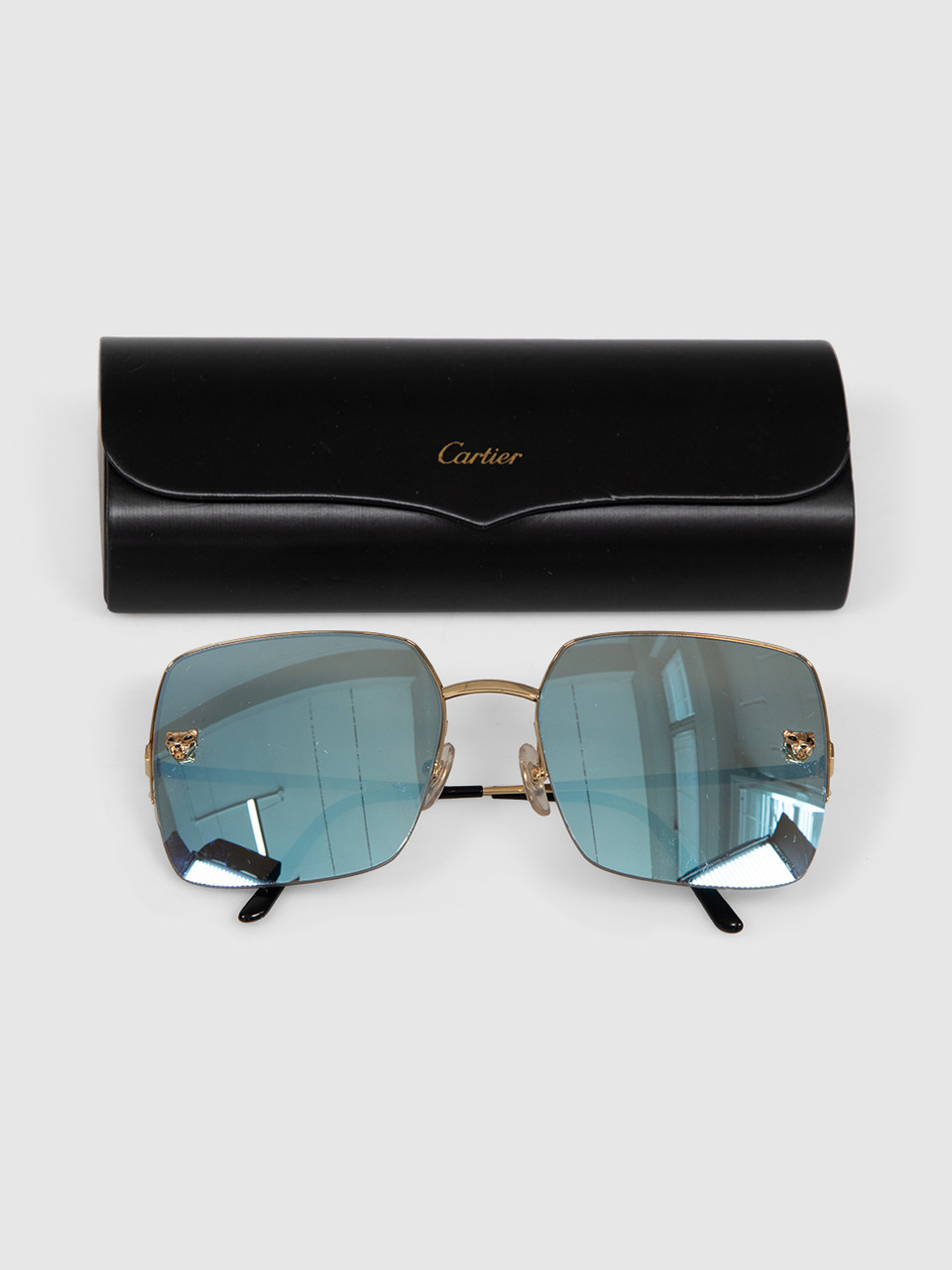 Cartier Gold Mirrored Panther Sunglasses