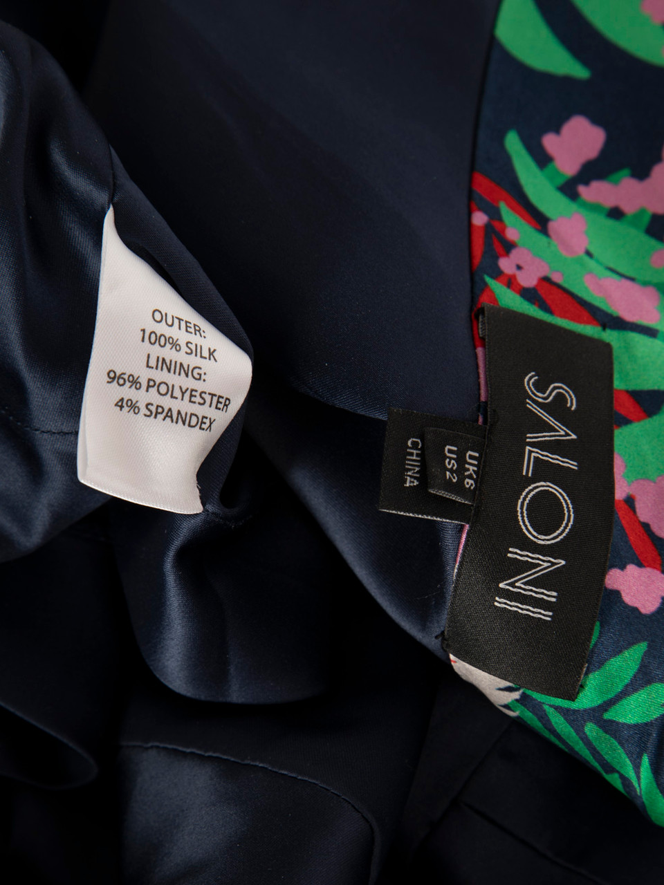 Saloni Floral Print Silk One Sleeve Dress Saloni Floral Print Silk One Sleeve Dress