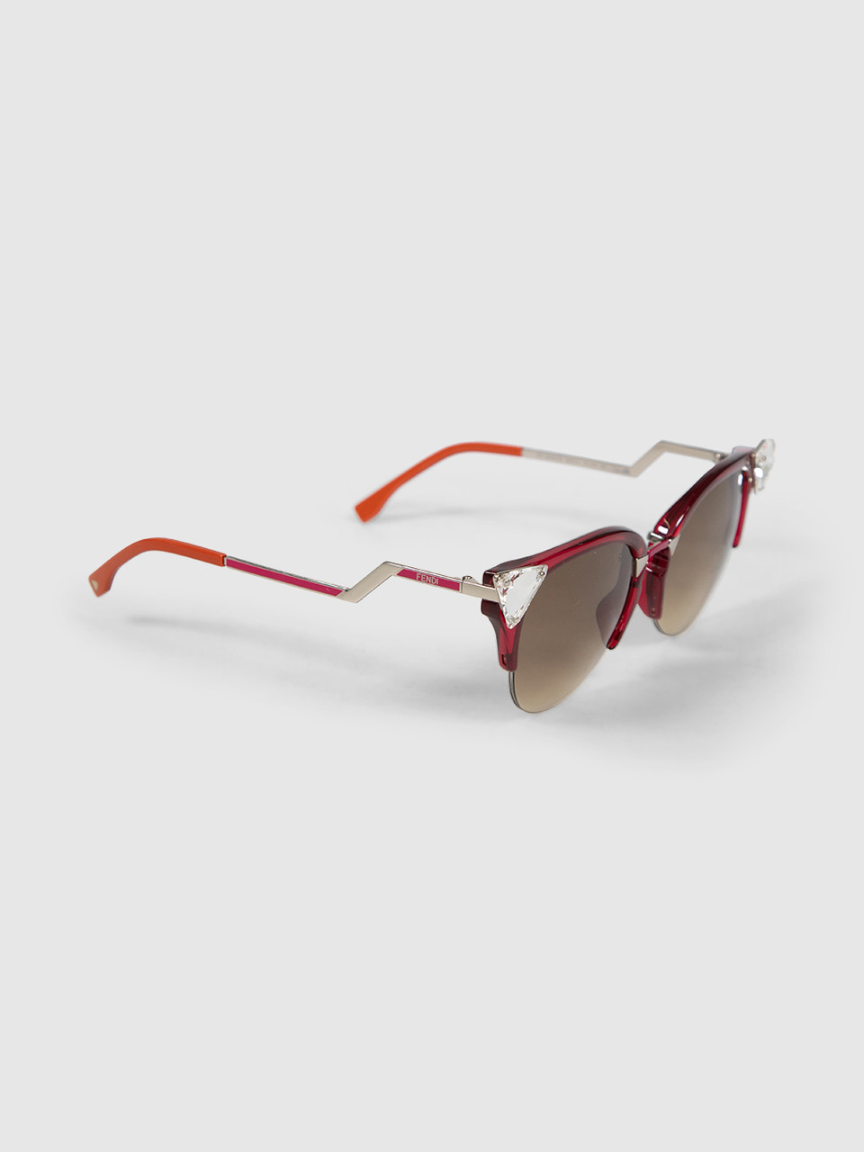 Fendi Cherry Palladium Iridia Cate Eye Sunglasses