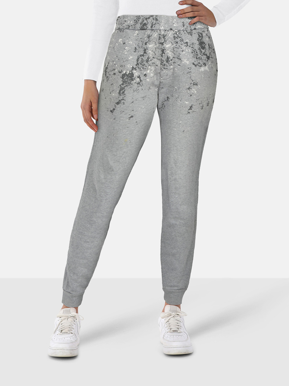 Balenciaga Grey Paint Splatter Print Joggers