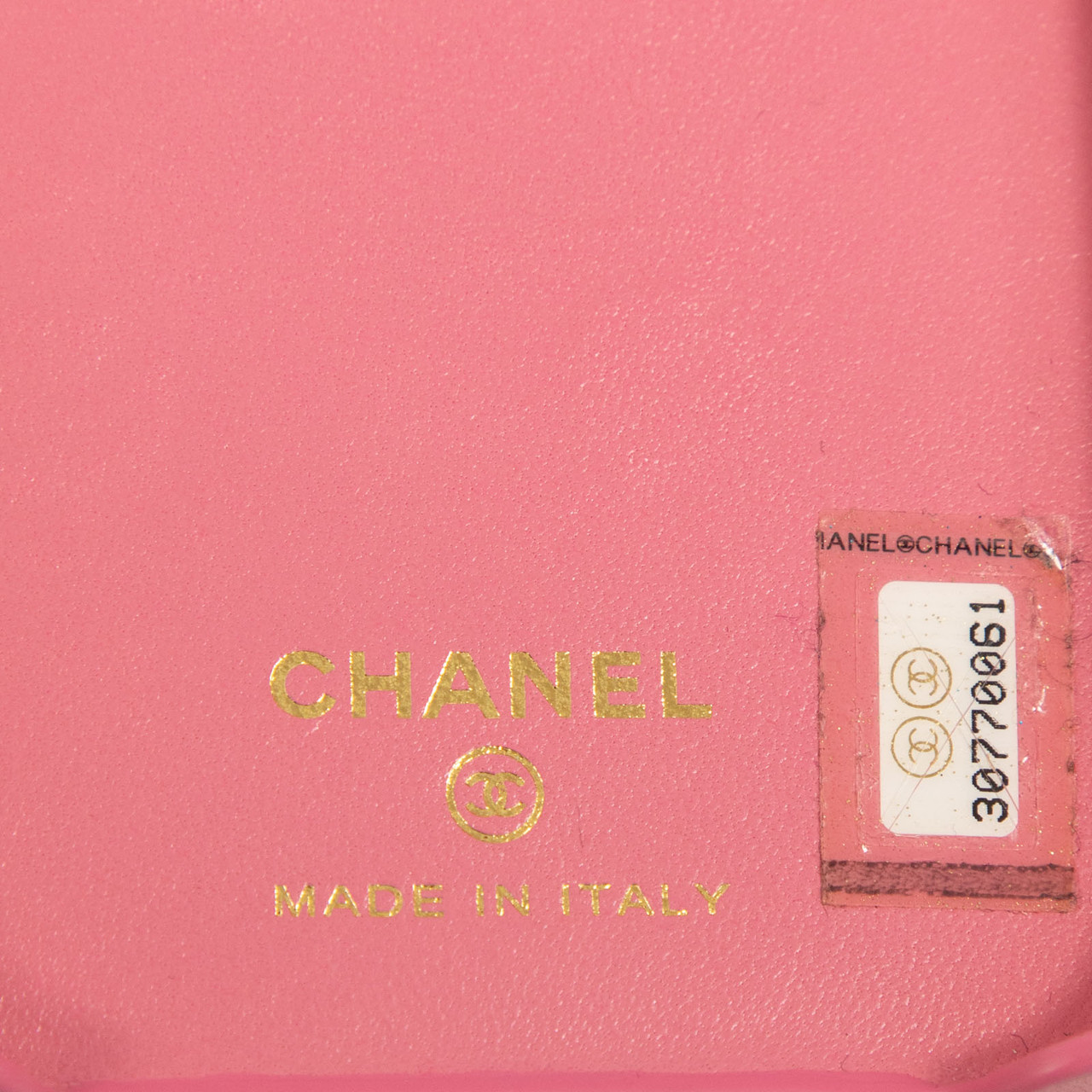 Chanel 2020 Pink Leather iPhone 12 Case On Chain