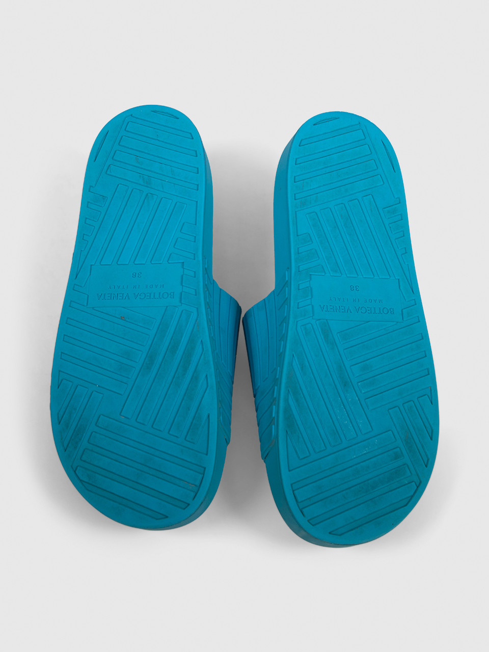 Bottega Veneta Blue Embossed Slides