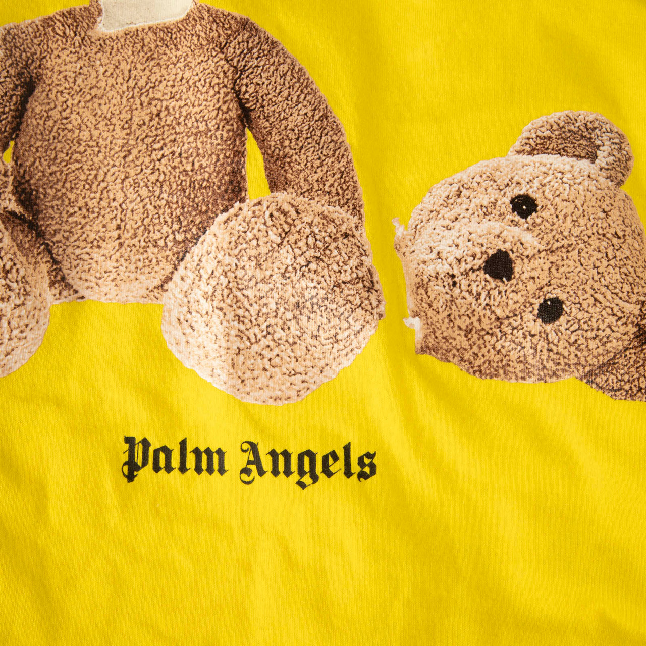 Palm Angels Yellow Oversized Bear Print T-Shirt
