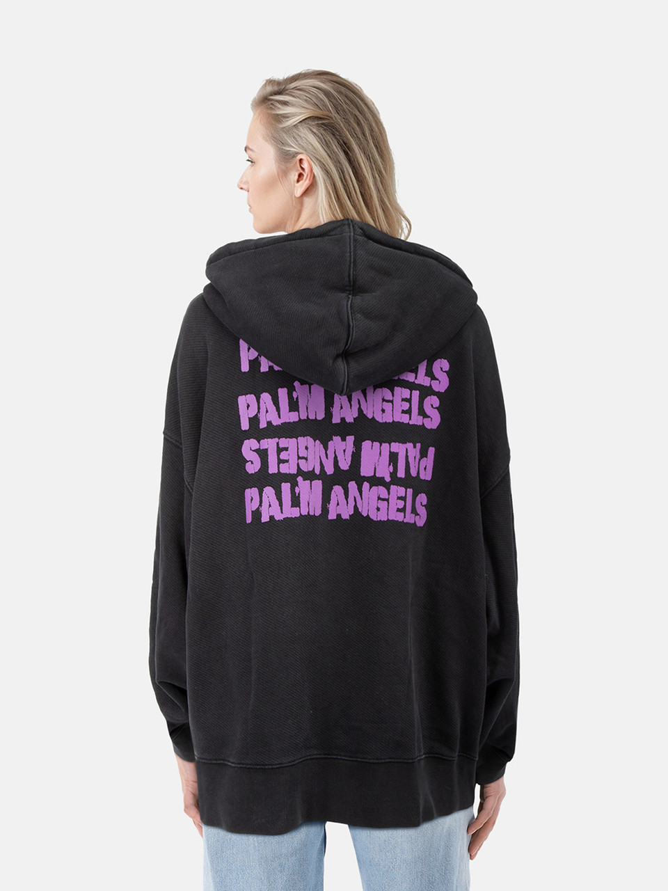 Palm Angels Black Printed Graphic Hoodie
