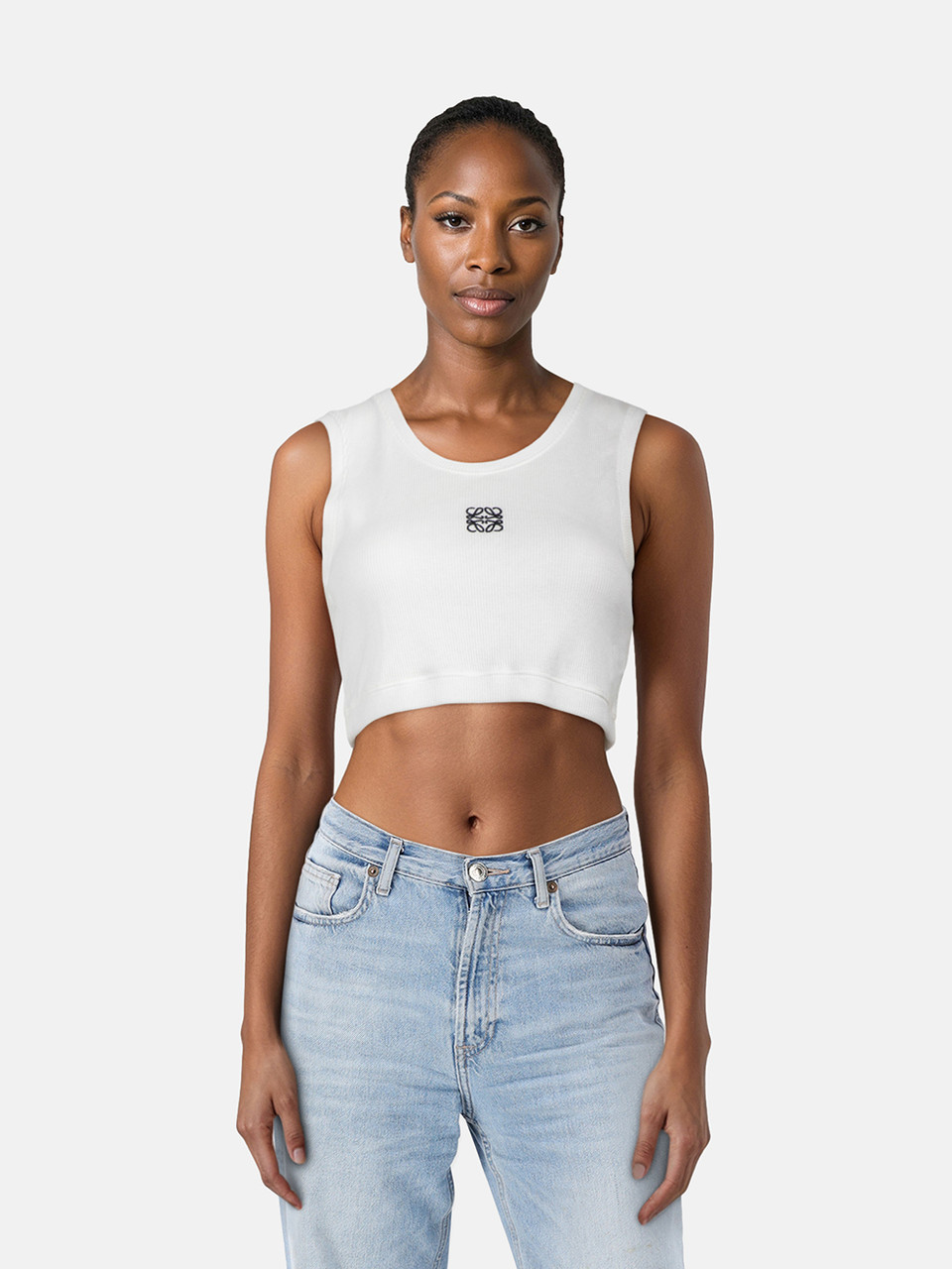 Loewe White Anagram Cropped Vest Top