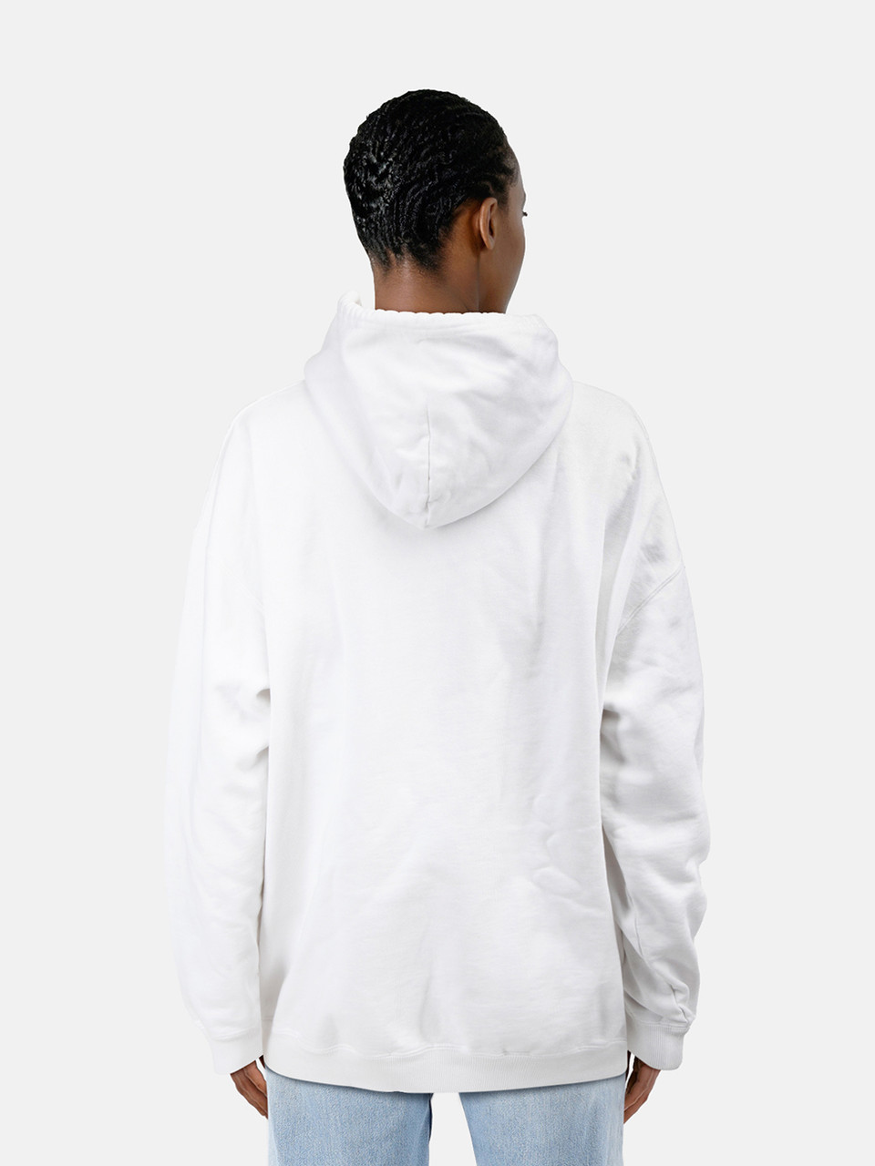 Balenciaga White Front Logo Print Hoodie
