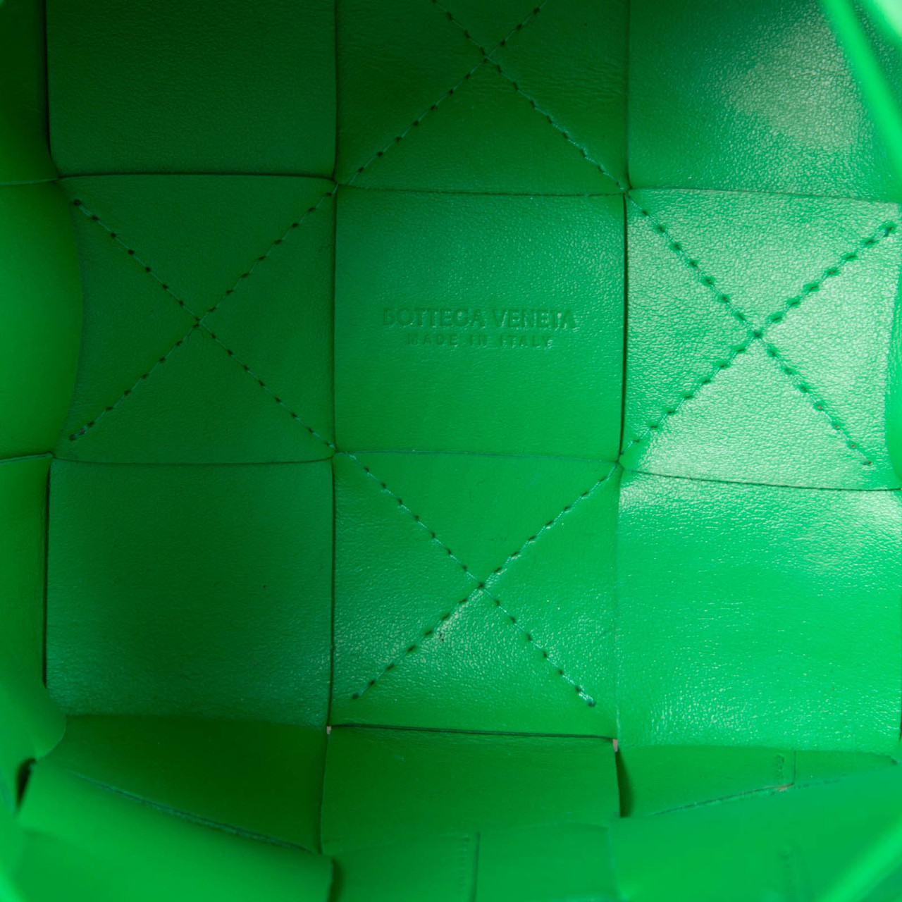 Bottega Veneta Green Leather Cassette Bucket Bag