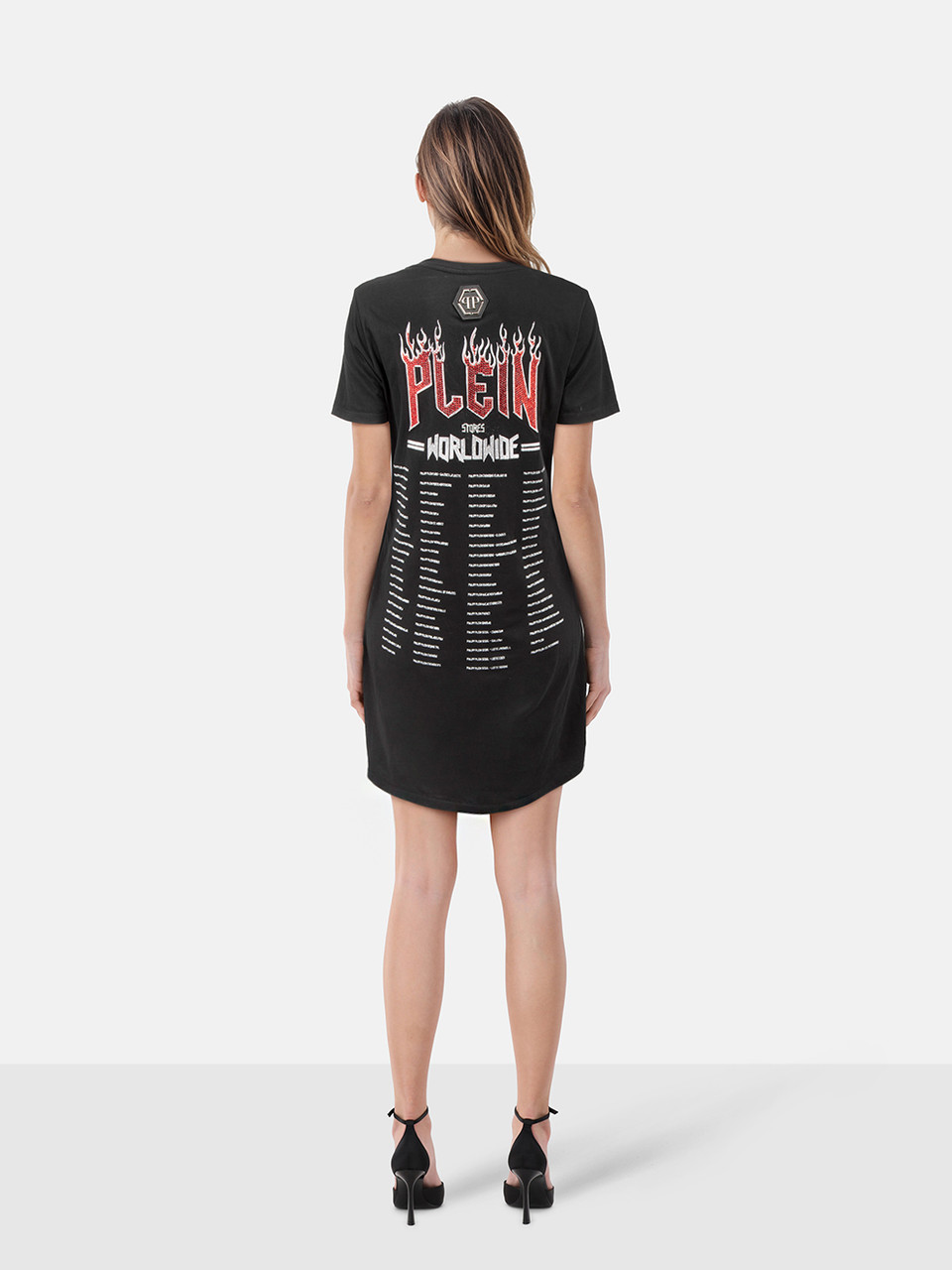 Philipp Plein Black Embellished Graphic Dress