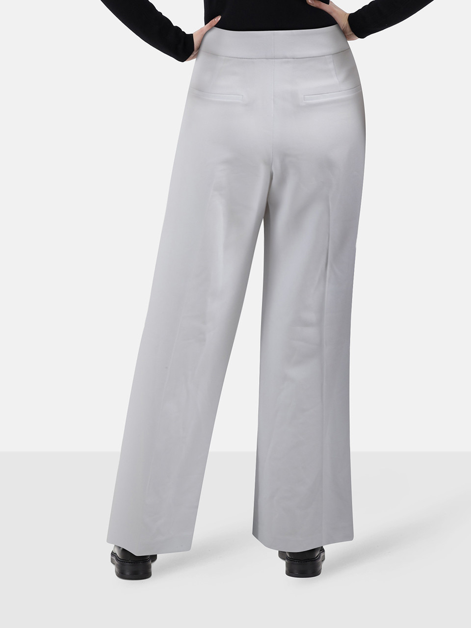 Alice + Olivia White High Rise Wide Leg Trousers
