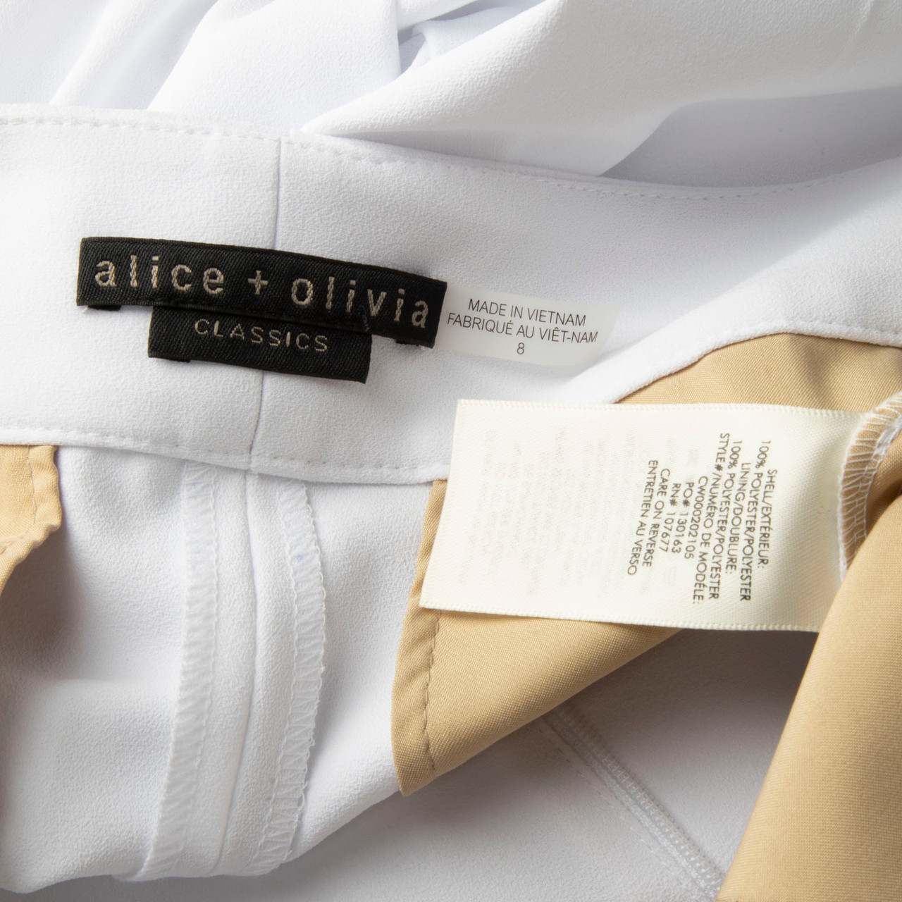 Alice + Olivia White High Rise Wide Leg Trousers