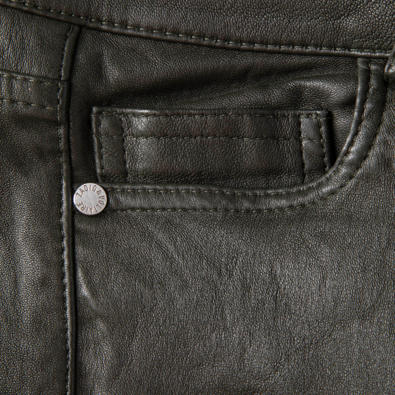 Zadig & Voltaire Khaki Lamb Leather Trousers