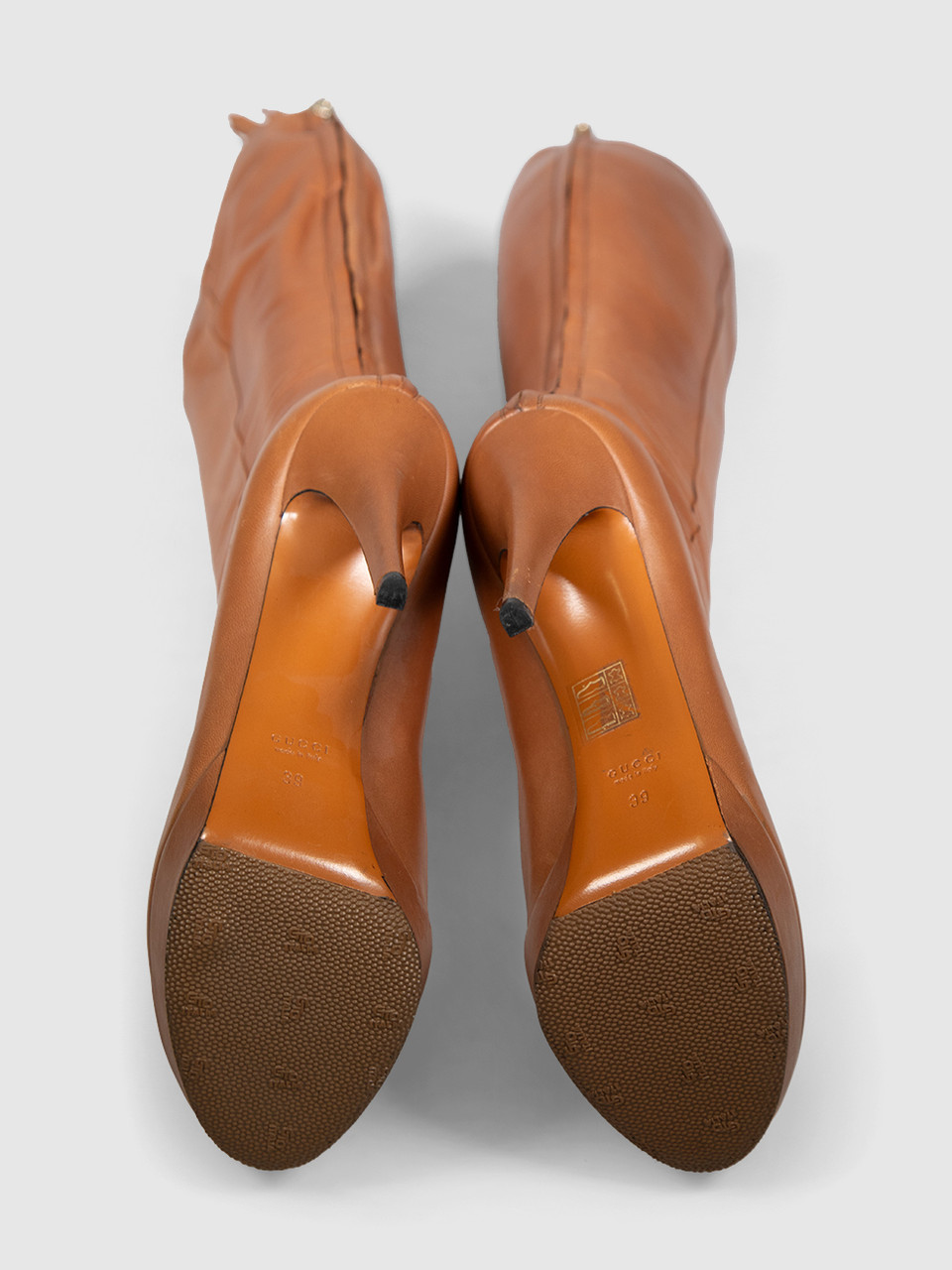 Gucci Brown Leather Tassel Detail Heel Boots Gucci Brown Leather Tassel Detail Heel Boots