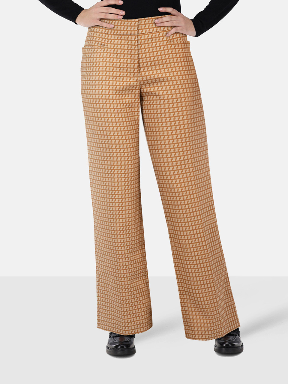Stella McCartney Brown Wool Abstract Wide Trousers