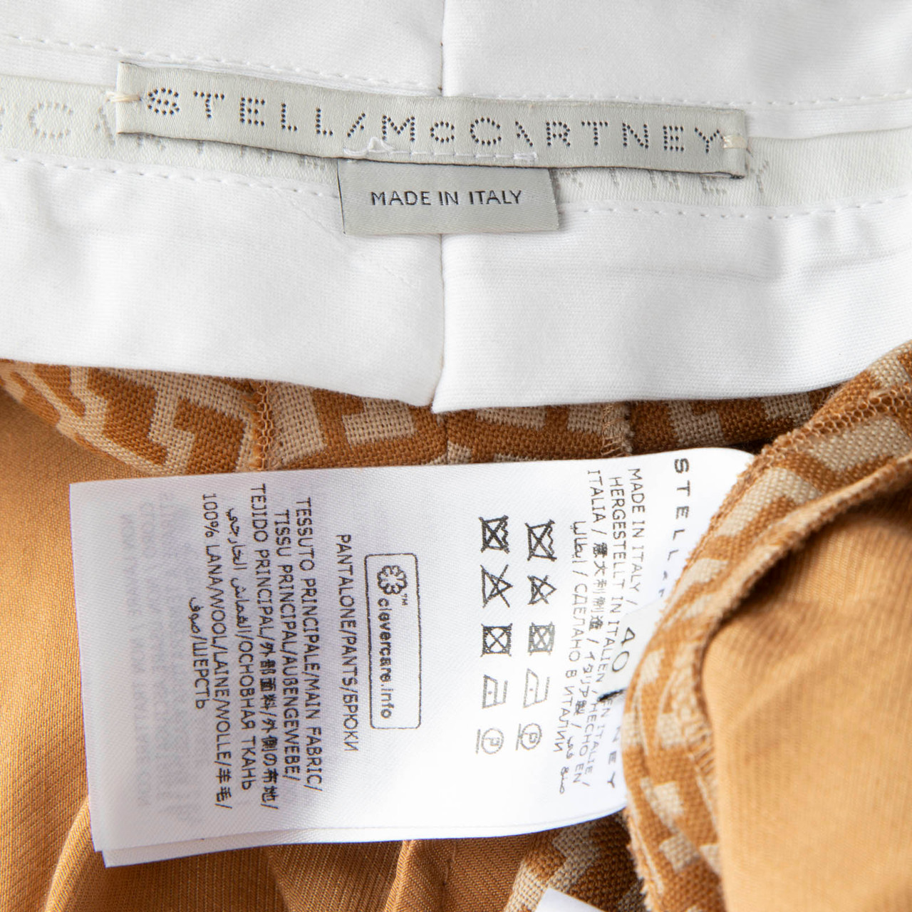 Stella McCartney Brown Wool Abstract Wide Trousers