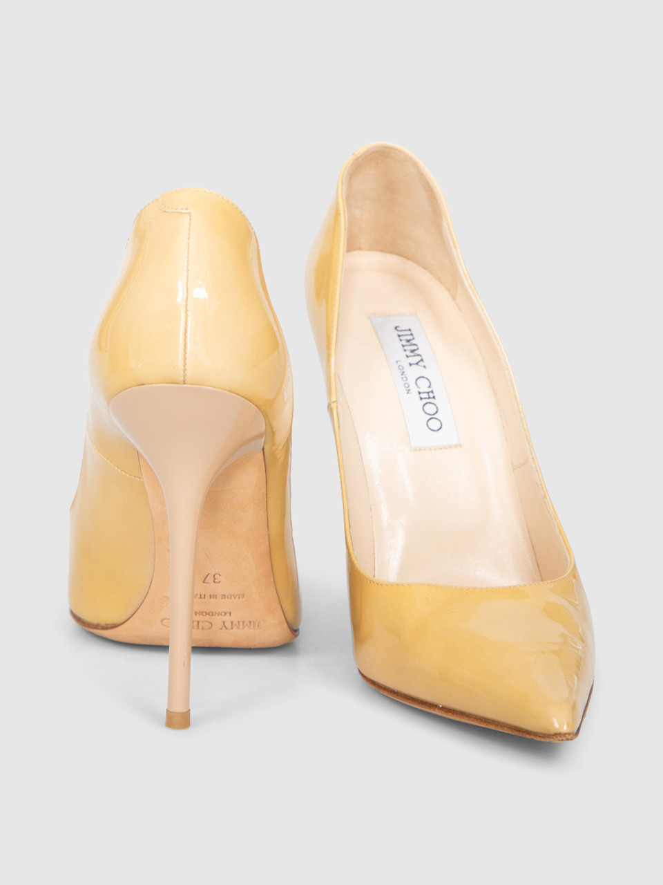Jimmy Choo Beige Patent Pointed Pumps
