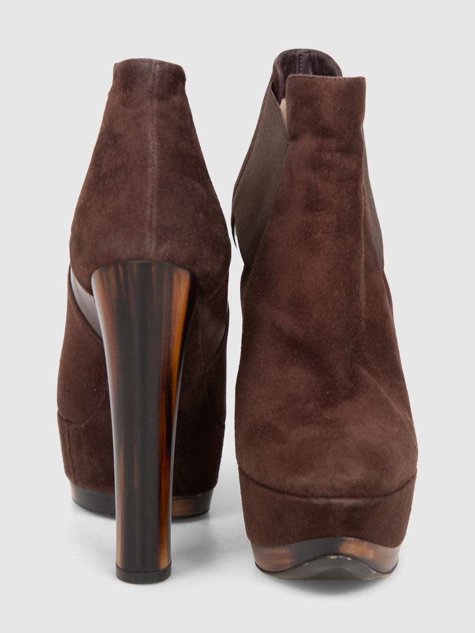 Casadei Brown Suede Wooden Heel Boots