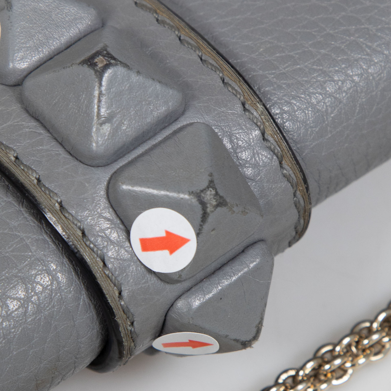 Valentino Garavani Grey Leather Glam Lock Crossbody Bag