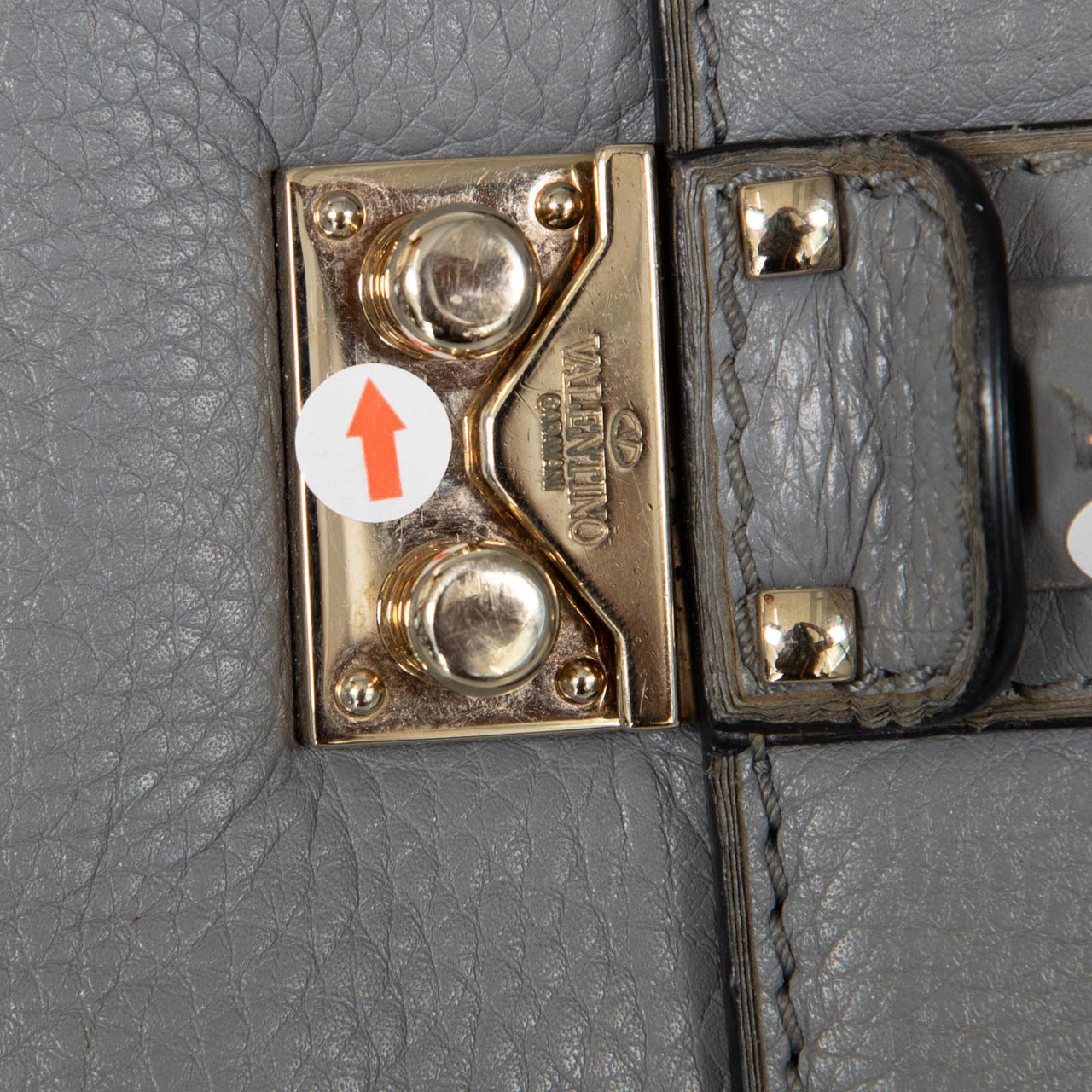 Valentino Garavani Grey Leather Glam Lock Crossbody Bag