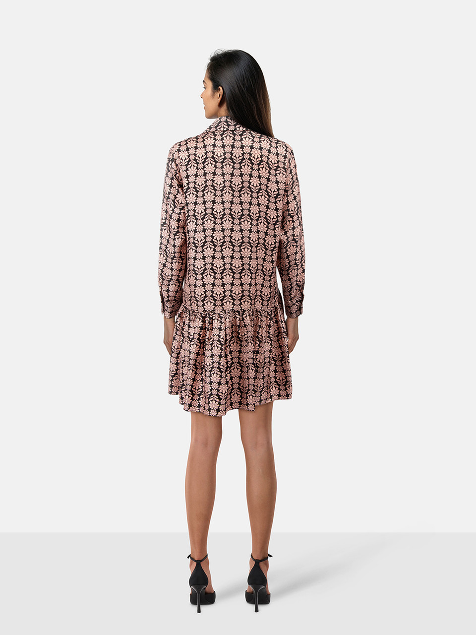 Sandro Floral Silk Knee Length Shirt Dress