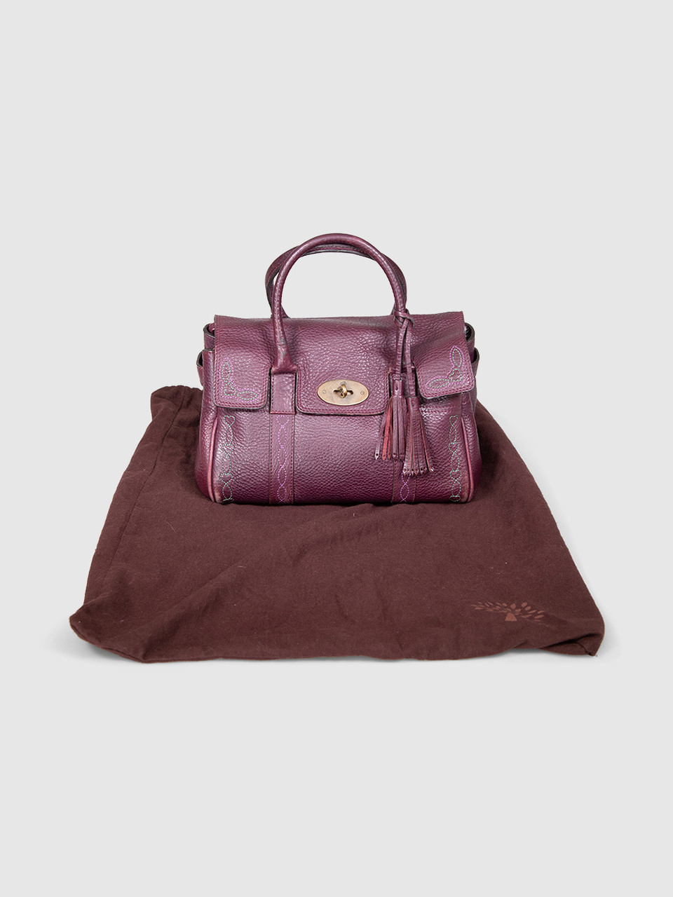 Mulberry Burgundy Leather Embroidered Bayswater