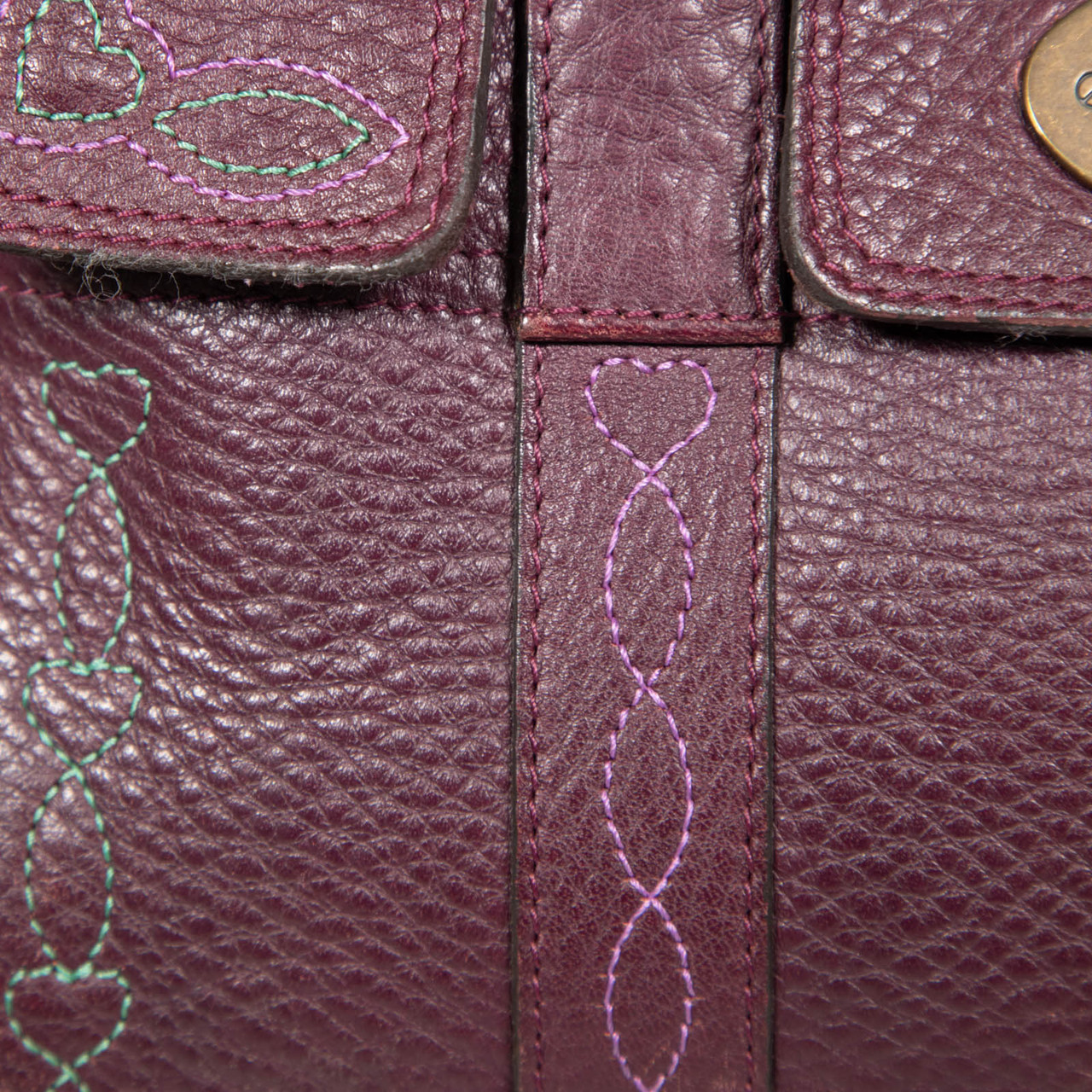 Mulberry Burgundy Leather Embroidered Bayswater