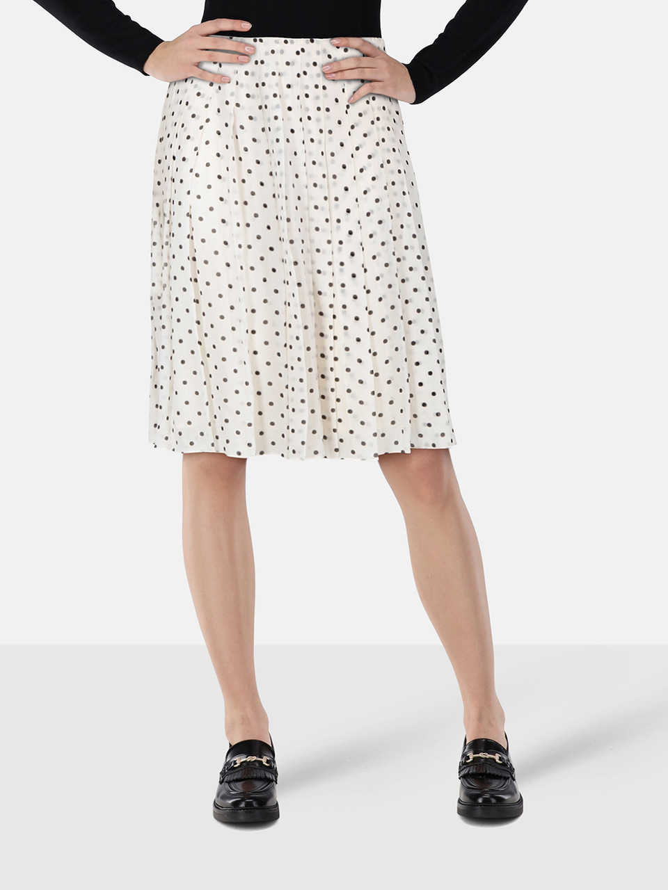 Theory Black & White Polkadot Pleated Skirt
