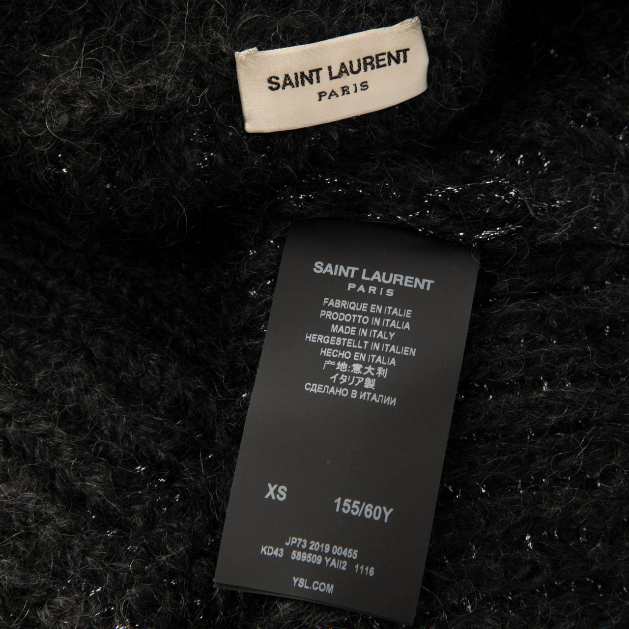 Saint Laurent Metallic Grey Mohair Knit Sweater Saint Laurent Metallic Grey Mohair Knit Sweater