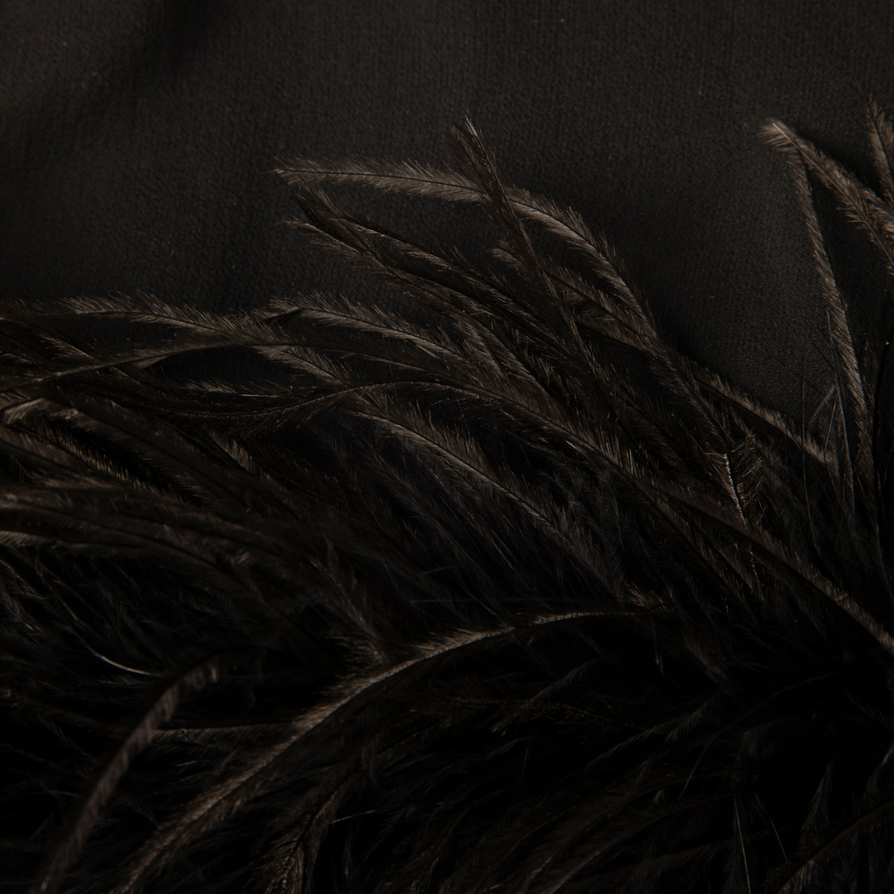 Saint Laurent Black Ostrich Feather Trim Dress
