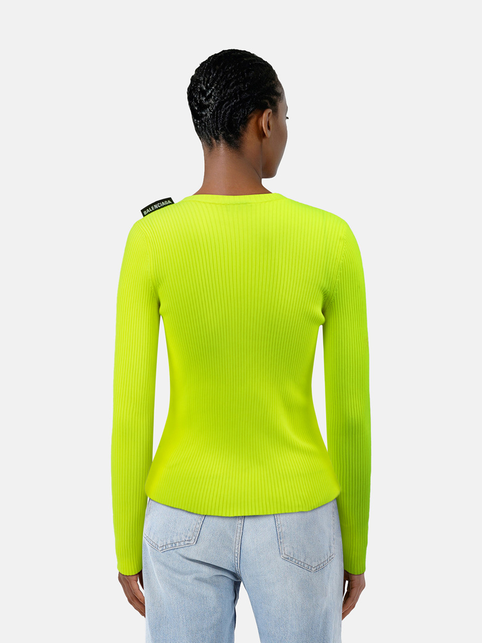 Balenciaga Neon Yellow Ribbed Knit Top