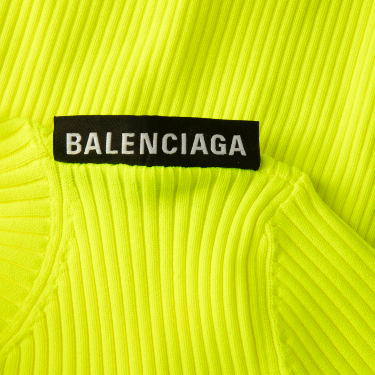Balenciaga Neon Yellow Ribbed Knit Top