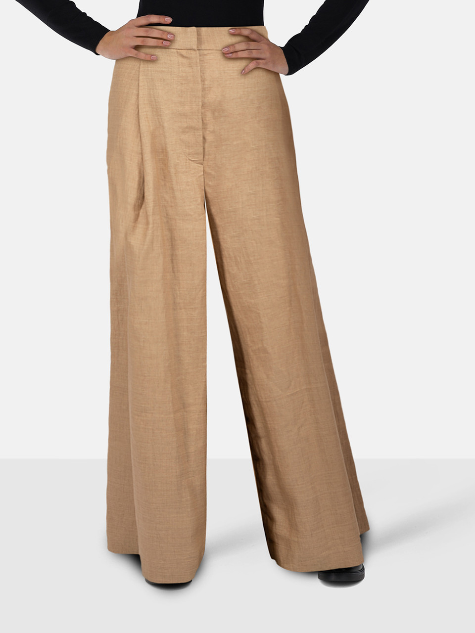 Brunello Cucinelli Beige Wide High Rise Trousers Brunello Cucinelli Beige Wide High Rise Trousers