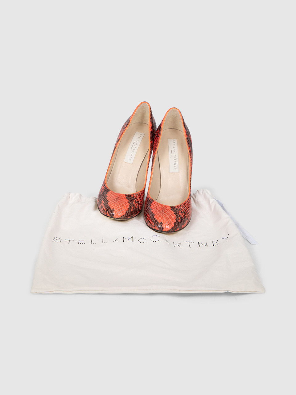 Stella McCartney Orange Vegan Snake Embossed Pumps Stella McCartney Orange Vegan Snake Embossed Pumps