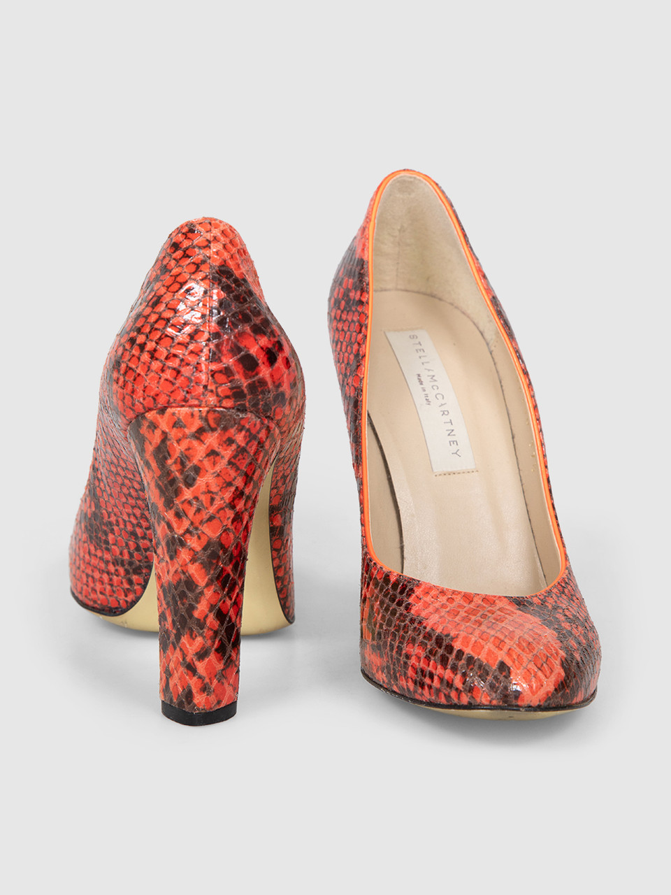 Stella McCartney Orange Vegan Snake Embossed Pumps Stella McCartney Orange Vegan Snake Embossed Pumps
