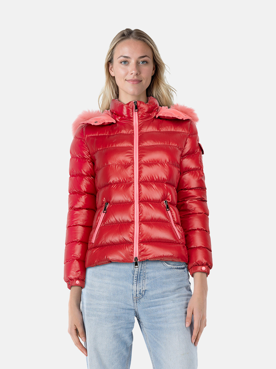 Moncler Red Badyfur Fox Fur Down Coat Moncler Red Badyfur Fox Fur Down Coat
