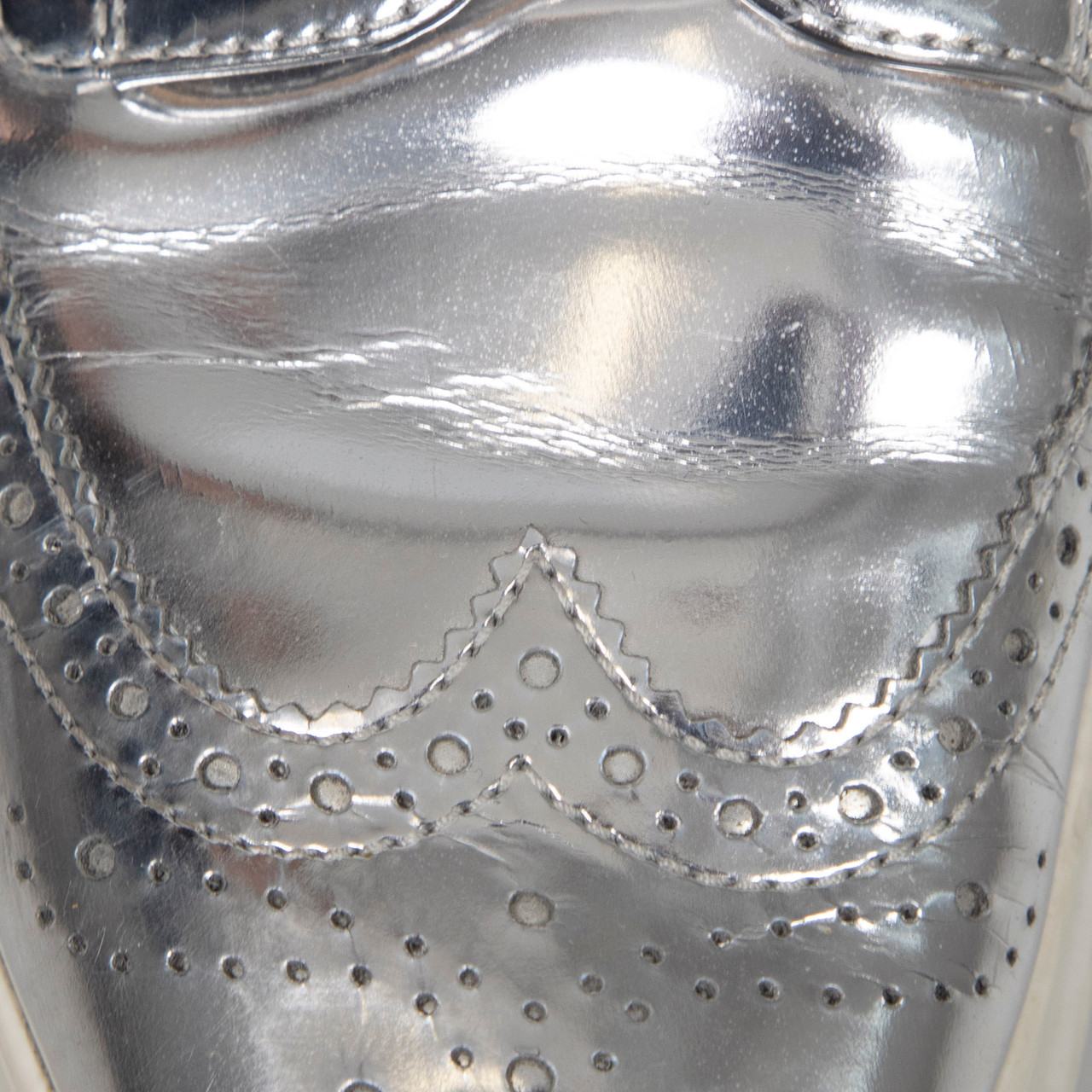 Prada Silver Patent Brogue Detail Flatforms Prada Silver Patent Brogue Detail Flatforms