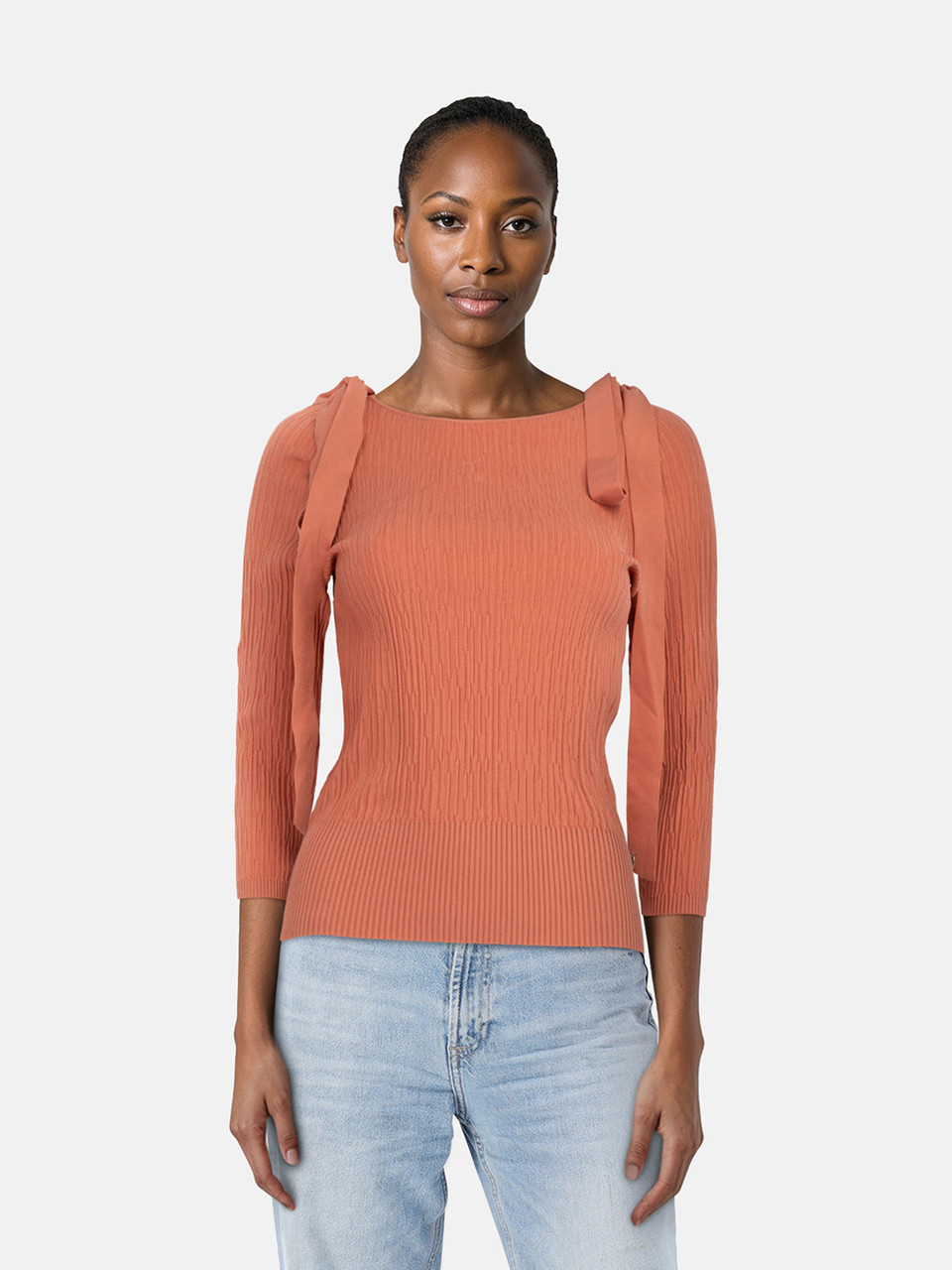 Chanel Coral Bow Detail Stretchy Top