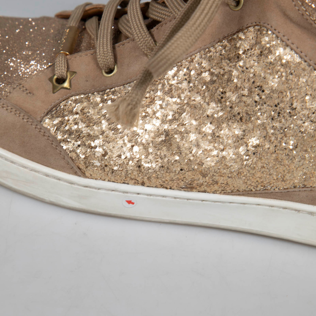 Jimmy Choo Gold Glitter High Top Sneakers