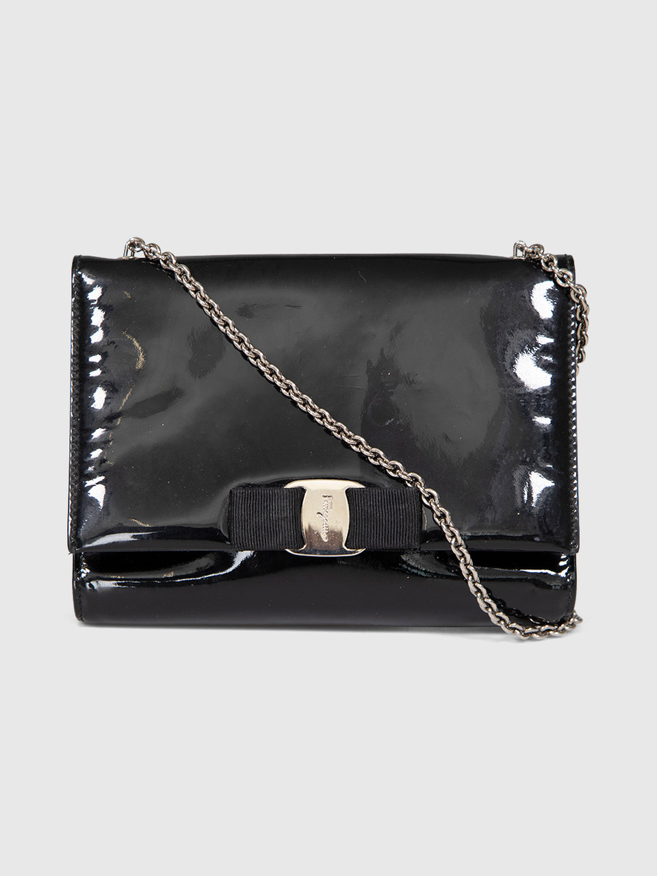 Salvatore Ferragamo Black Patent Crossbody Bag