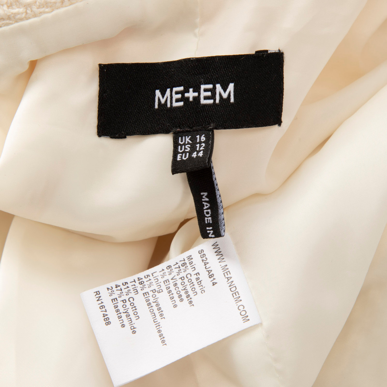 ME+EM White Tweed Zipper Jacket