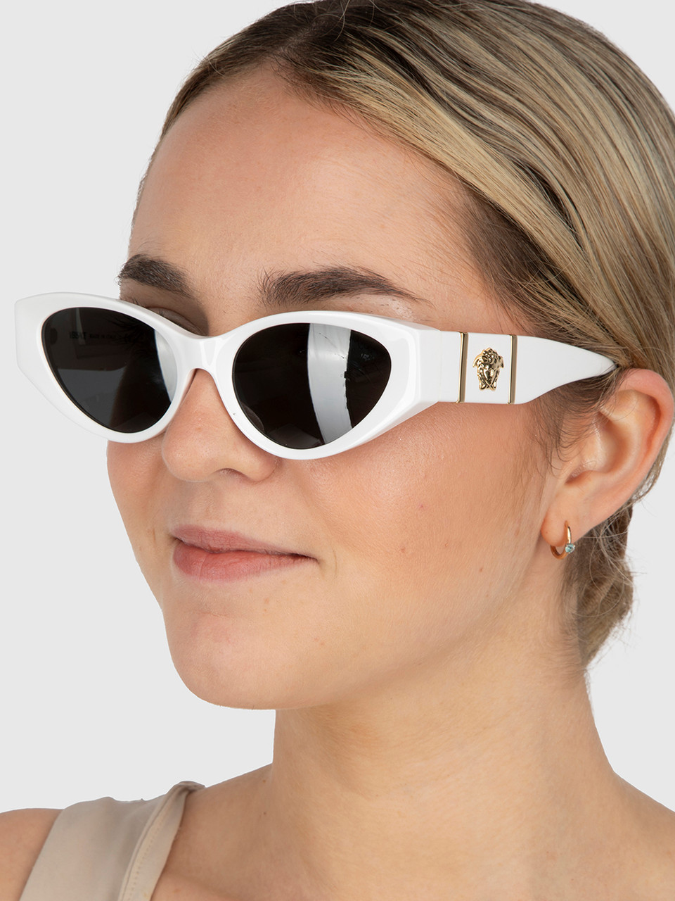 Versace White Cat Eye Logo Detail Sunglasses