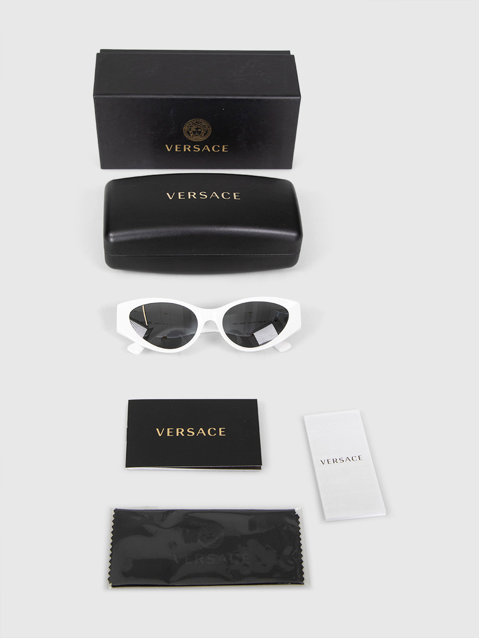 Versace White Cat Eye Logo Detail Sunglasses