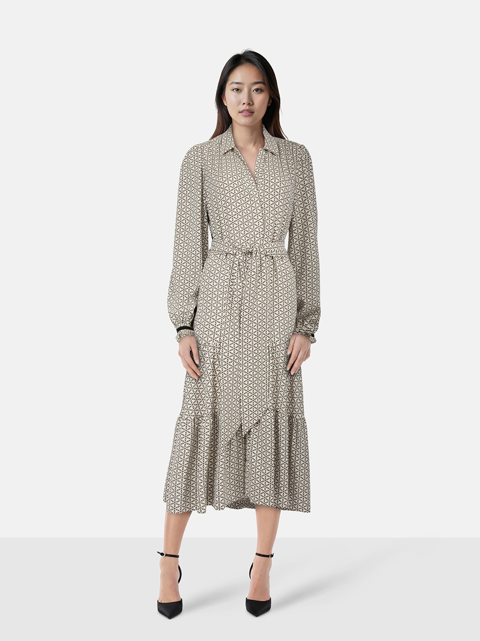 ME+EM Floral Pattern Belted Midi Dress ME+EM Floral Pattern Belted Midi Dress