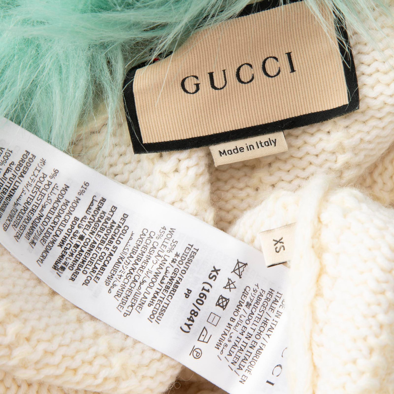 Gucci Faux Fur Knit Wool Cardigan