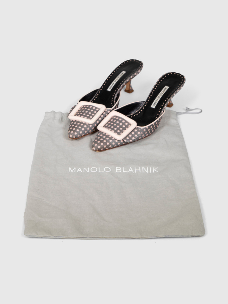 Manolo Blahnik Polkadot Pointed Toe Mules