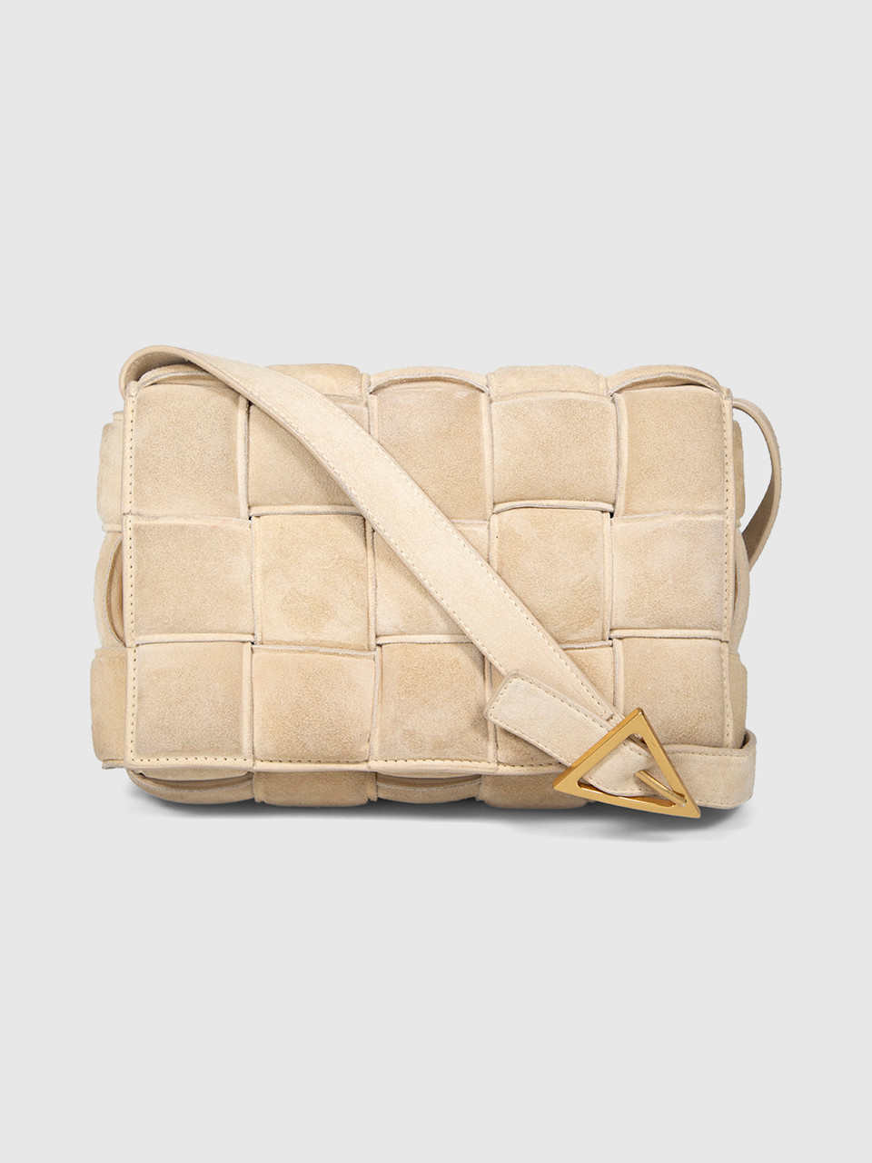 Bottega Veneta Beige Suede Padded Cassette Bag