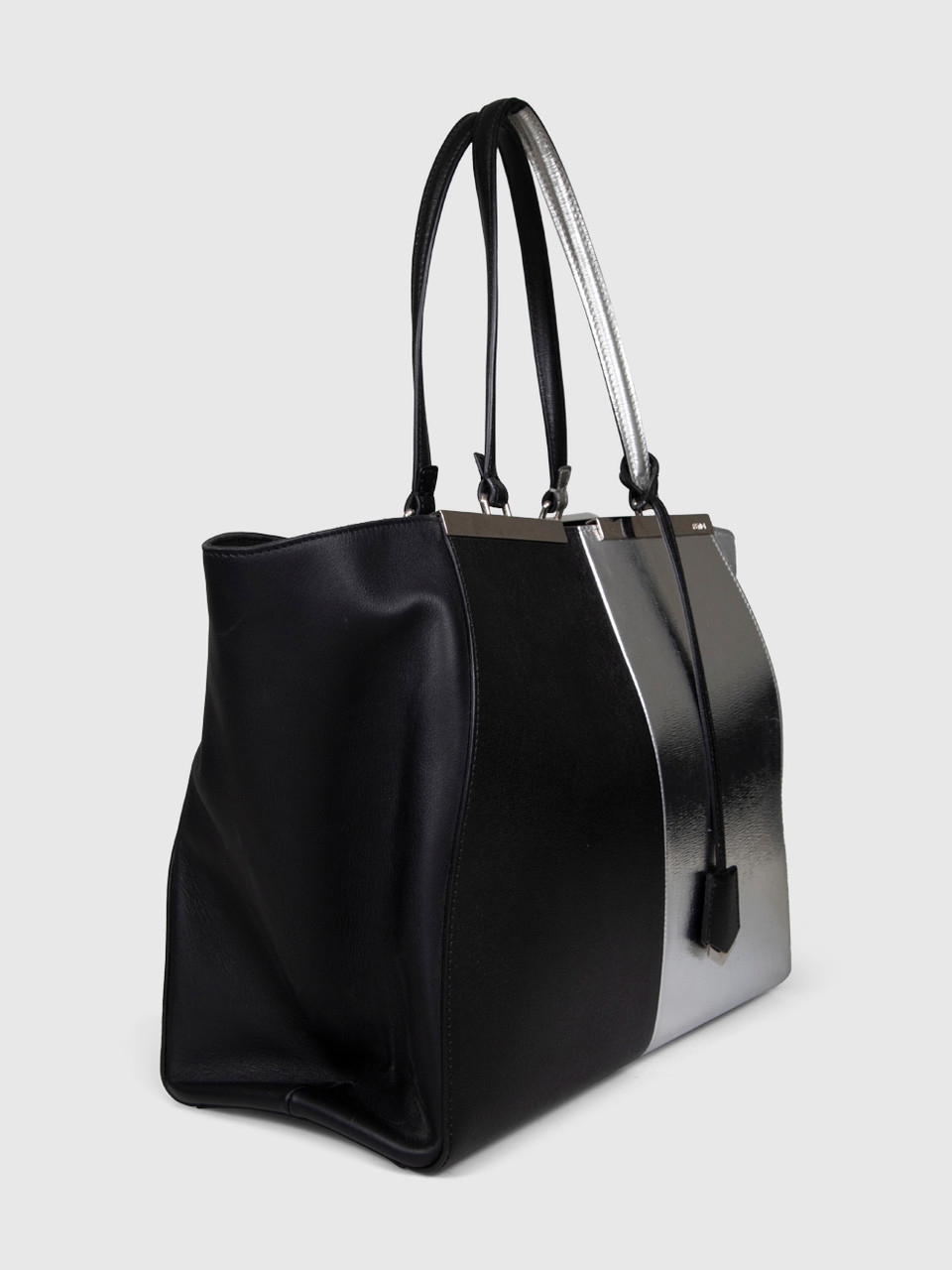 Fendi Black & Silver Leather Medium 2Jours Tote | CSD