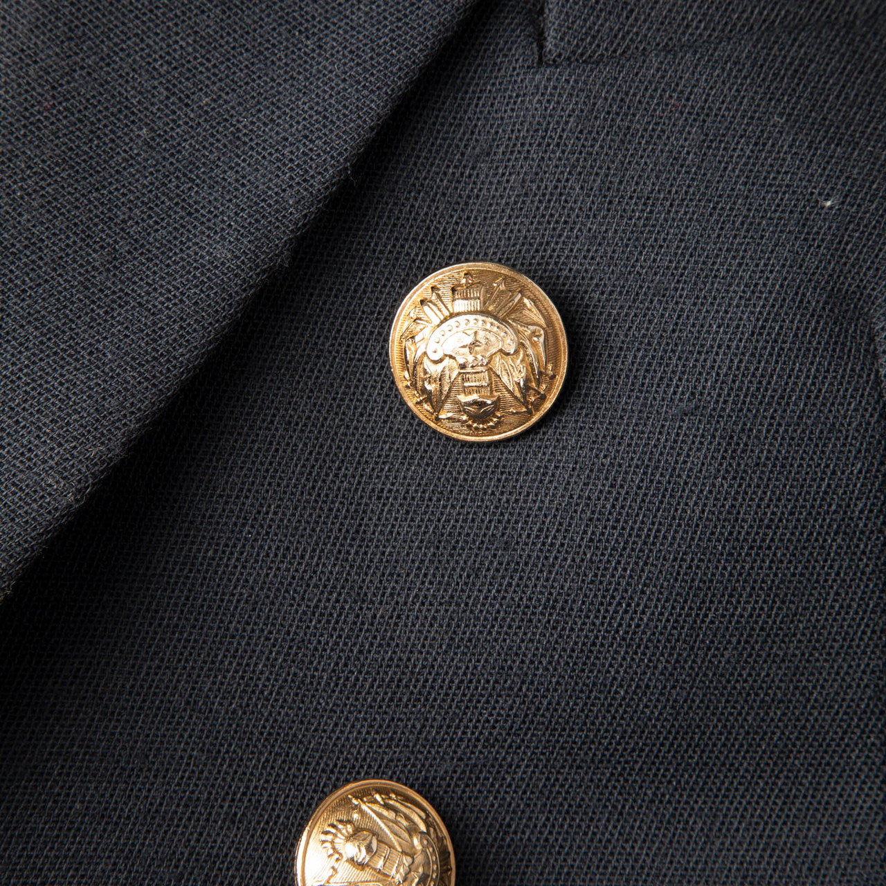 Balmain Navy Wool Grain De Poudre 6 Button Jacket